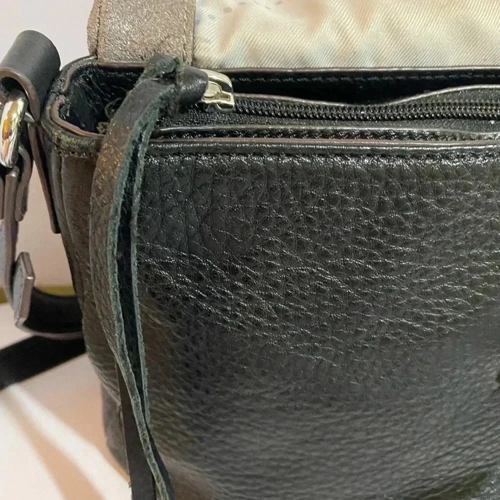 Aimee Kestenberg black grey leather suede satchel handbag